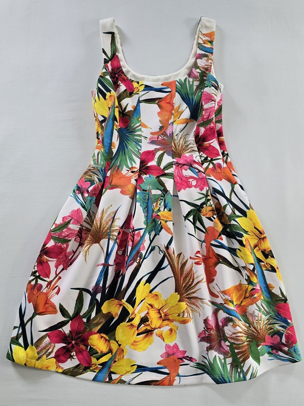 Boston Proper Floral Sleeveless Dress - White with Multicolor Bloom